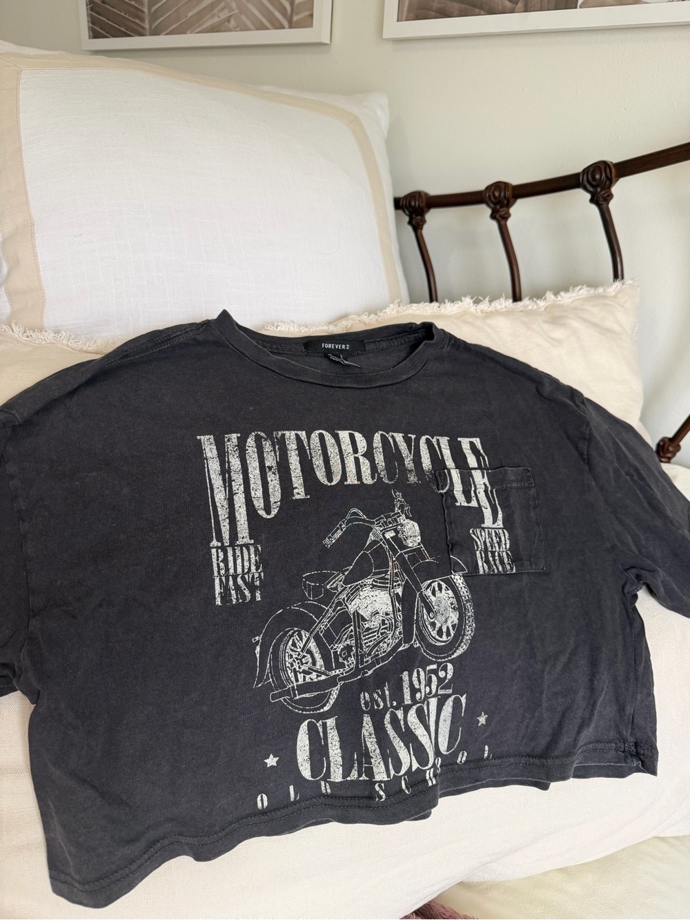 Forever 21 Black Distressed Graphic Tee